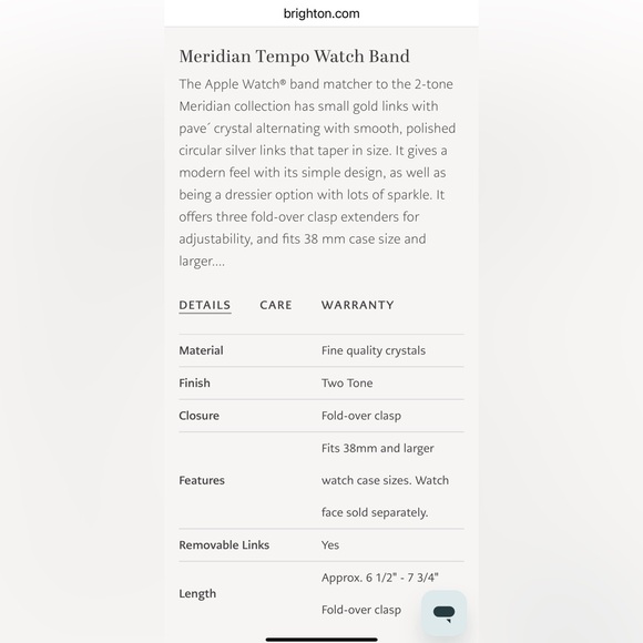 Brighton Apple Smart Watch Band Meridian Tempo Two Tone $128 Retail w/Tin - Picture 7 of 7